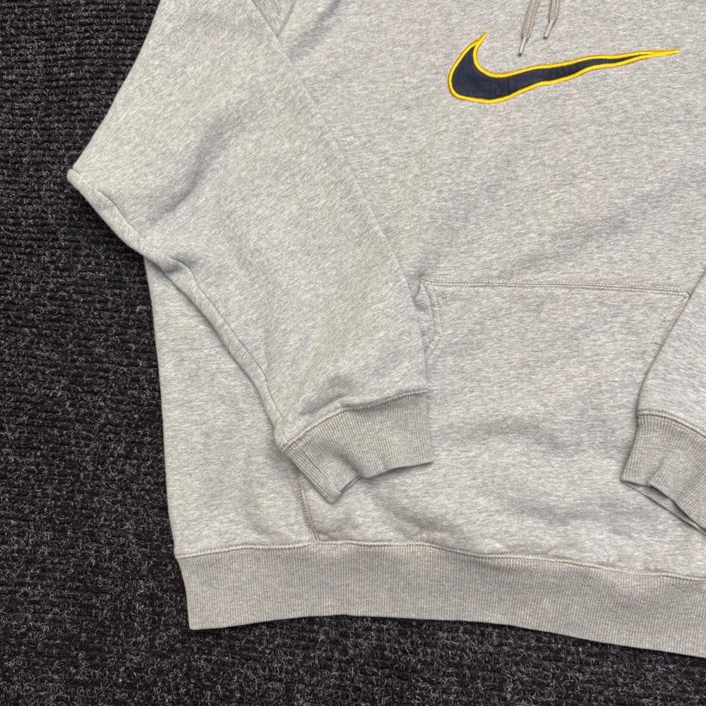 Nike Center Swoosh Hoodie Mens XXL Heather Gray Navy Yellow Embroidered Pullover - Picture 10 of 12